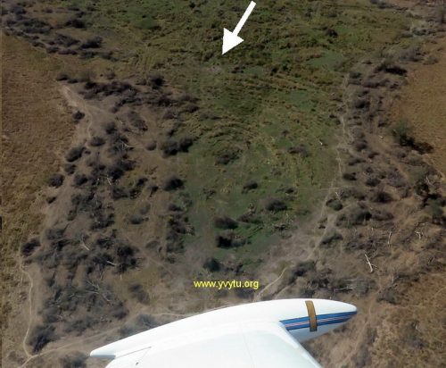 Vue aérienne du site où a été retrouvé le Potez 24 n° 13 du Paraguay